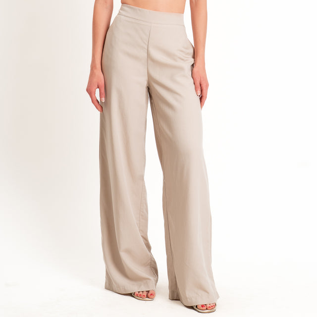 Zeroassoluto-Pantalone LESLEY misto lino wide leg - desert