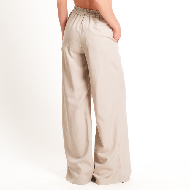 Zeroassoluto-Pantalone LESLEY misto lino wide leg - desert