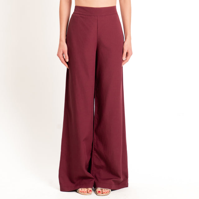 Zeroassoluto-Pantalone LESLEY misto lino wide leg - vino