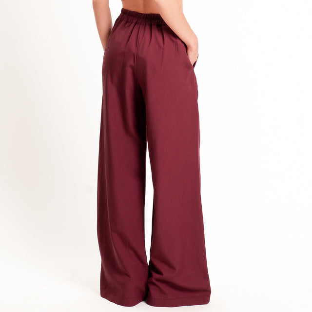 Zeroassoluto-Pantalone LESLEY misto lino wide leg - vino