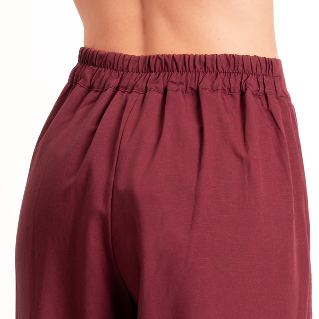 Zeroassoluto-Pantalone LESLEY misto lino wide leg - vino