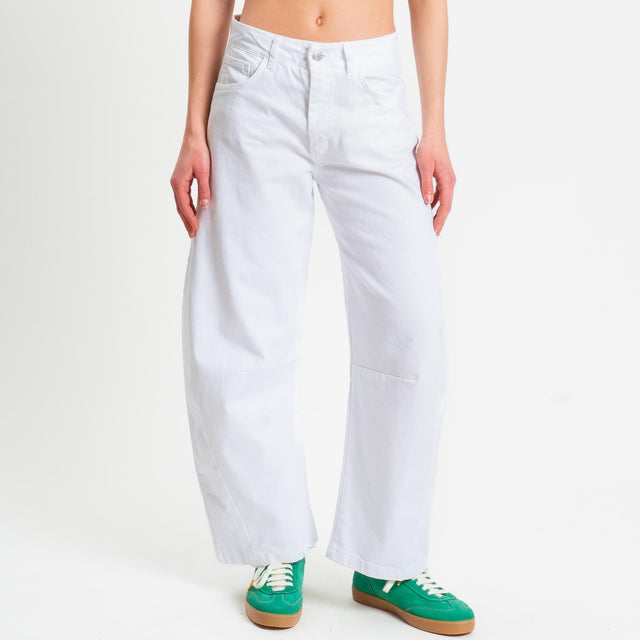 Zeroassoluto-Pantalone LIBY barrel drill cotone - bianco