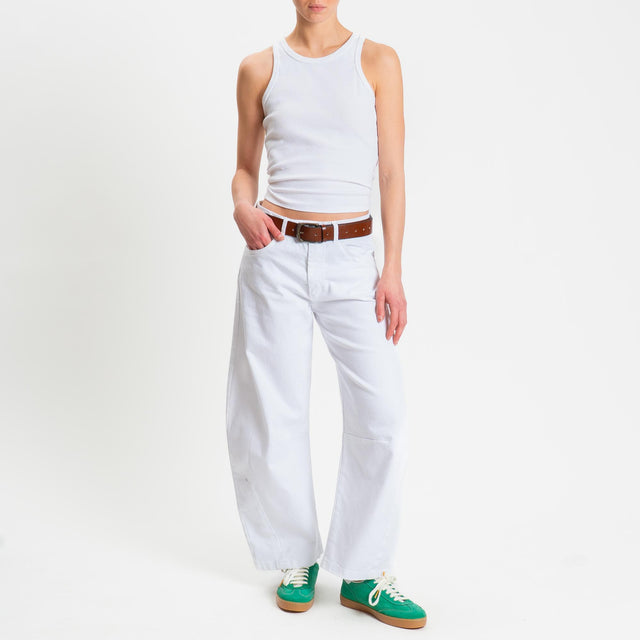 Zeroassoluto-Pantalone LIBY barrel drill cotone - bianco