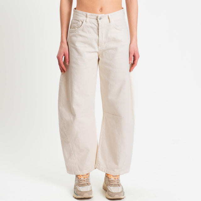 Zeroassoluto-Pantalone LIBY barrel drill cotone - burro