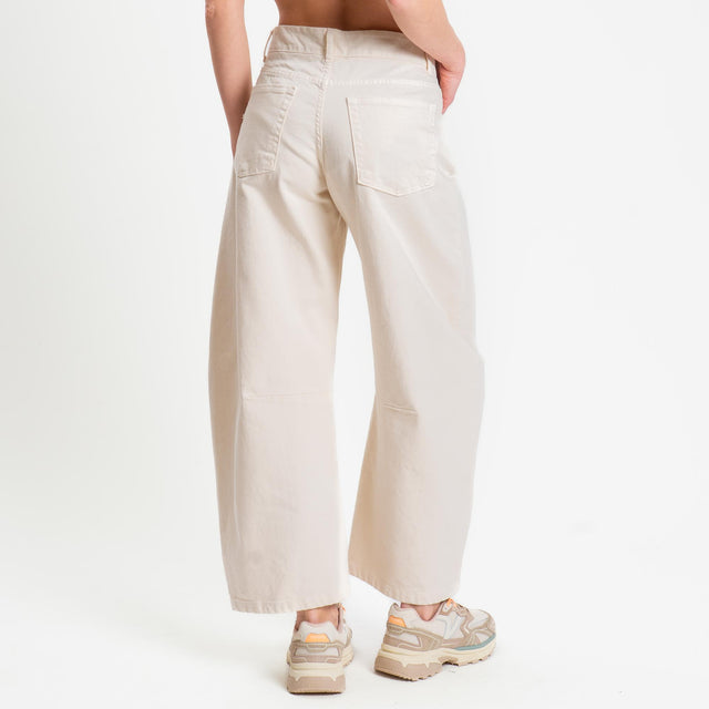 Zeroassoluto-Pantalone LIBY barrel drill cotone - burro