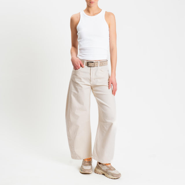 Zeroassoluto-Pantalone LIBY barrel drill cotone - burro