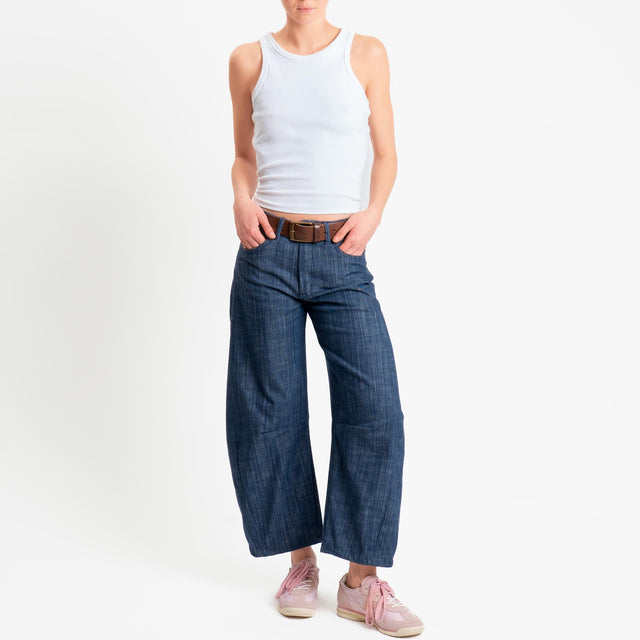 Zeroassoluto-Pantalone LIBY barrel chambray elasticizzato - denim blu
