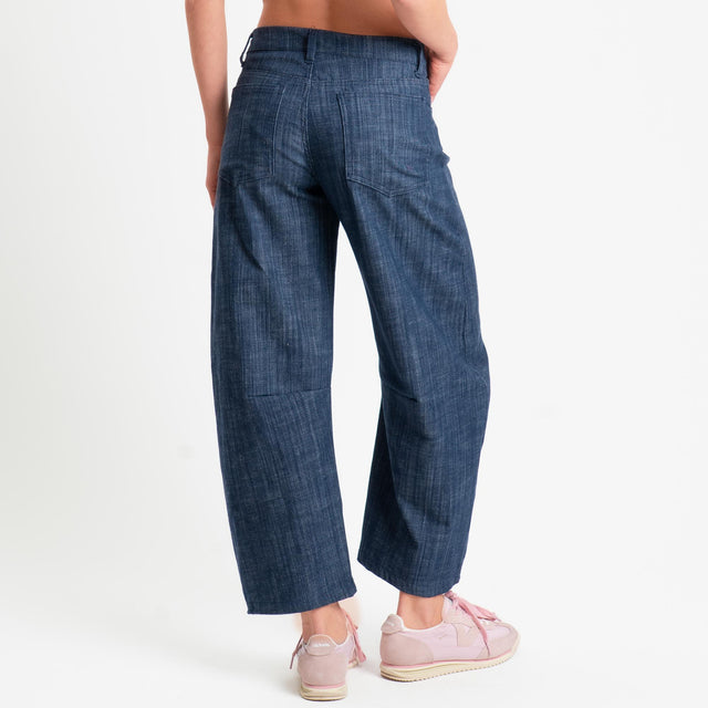 Zeroassoluto-Pantalone LIBY barrel chambray elasticizzato - denim blu