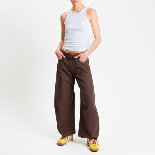 Zeroassoluto-Pantalone LIBY barrel drill cotone - choco