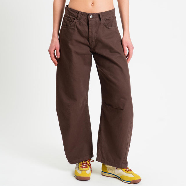 Zeroassoluto-Pantalone LIBY barrel drill cotone - choco