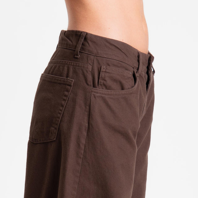 Zeroassoluto-Pantalone LIBY barrel drill cotone - choco