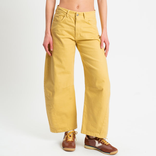 Zeroassoluto-Pantalone LIBY barrel drill cotone - yellow