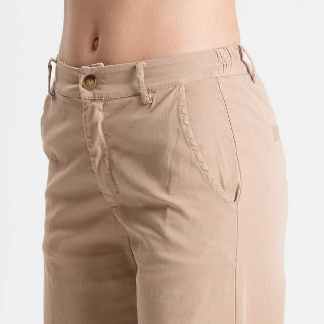 Zeroassoluto-Pantalone LILLY palazzo cotone elasticizzato - biscotto