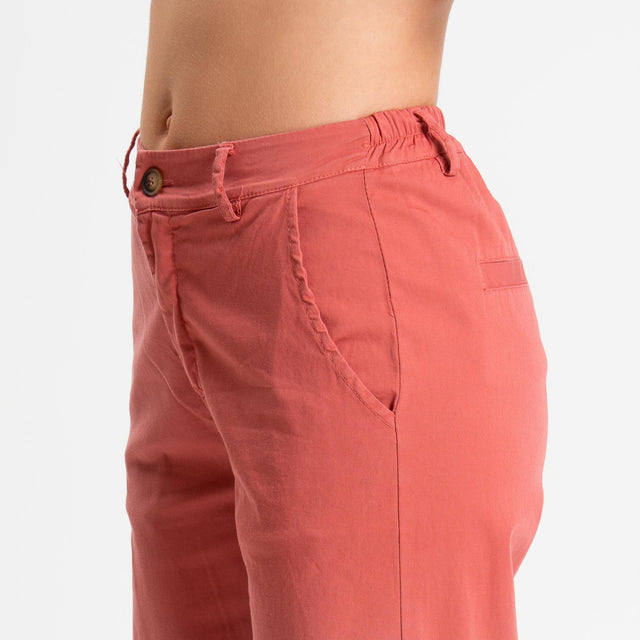 Zeroassoluto-Pantalone LILLY palazzo cotone elasticizzato - lipstick