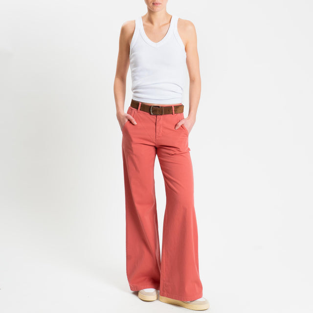 Zeroassoluto-Pantalone LILLY palazzo cotone elasticizzato - lipstick