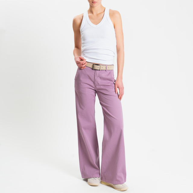 Zeroassoluto-Pantalone LILLY palazzo cotone elasticizzato - mauve