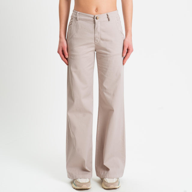 Zeroassoluto-Pantalone LILLY palazzo cotone elasticizzato - nude