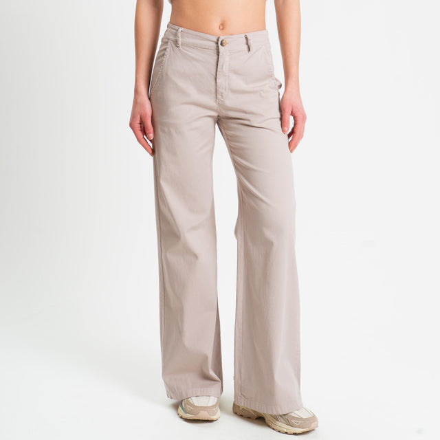 Zeroassoluto-Pantalone LILLY palazzo cotone elasticizzato - nude