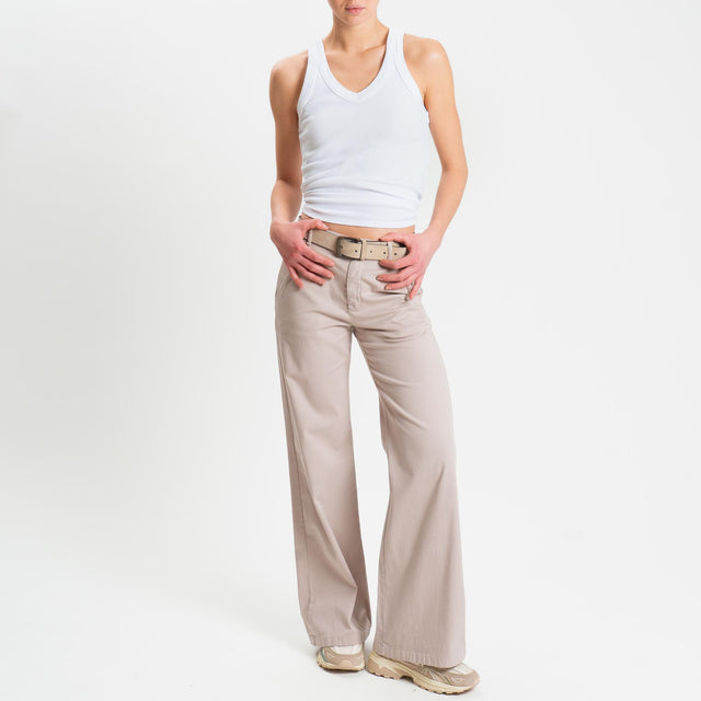Zeroassoluto-Pantalone LILLY palazzo cotone elasticizzato - nude