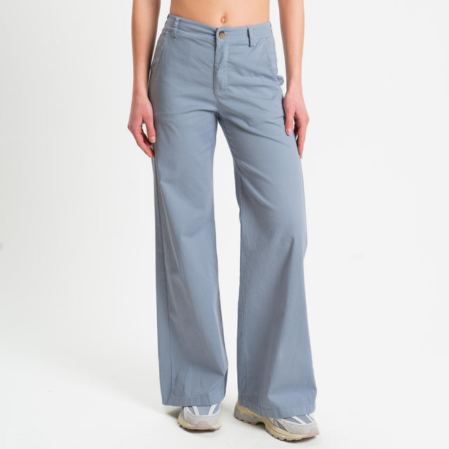 Zeroassoluto-Pantalone LILLY palazzo cotone elasticizzato - polvere