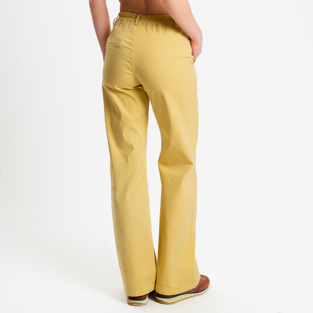 Zeroassoluto-Pantalone LILLY palazzo cotone elasticizzato - yellow