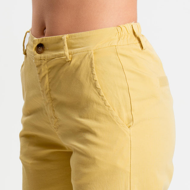 Zeroassoluto-Pantalone LILLY palazzo cotone elasticizzato - yellow