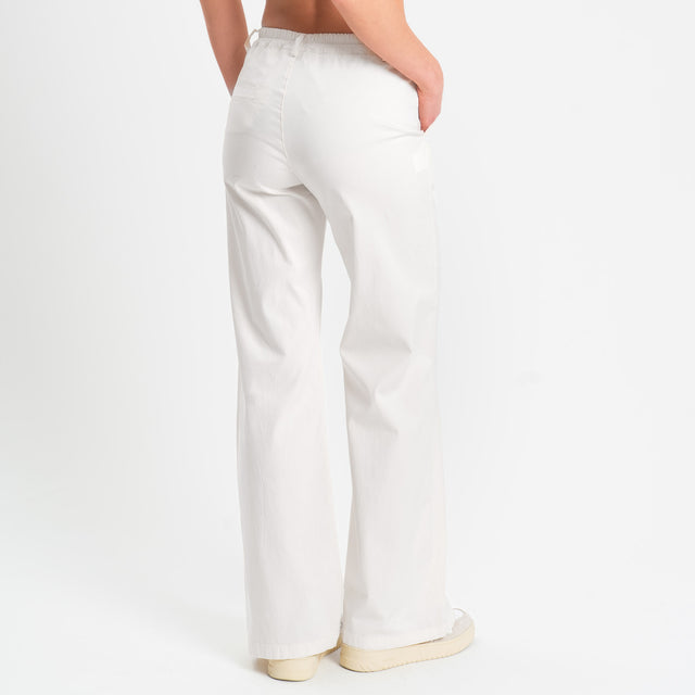 Zeroassoluto-Pantalone LILLY palazzo cotone elasticizzato - bianco