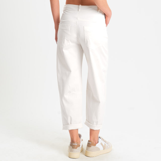 Zeroassoluto-Pantalone LIZ barrel cotone elasticizzato - bianco
