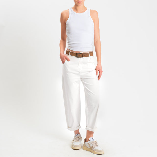Zeroassoluto-Pantalone LIZ barrel cotone elasticizzato - bianco