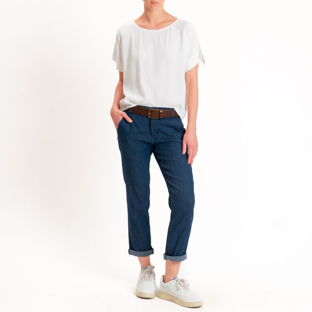 Zeroassoluto-Pantalone LOIS chino chambray leggero elasticizzato - denim