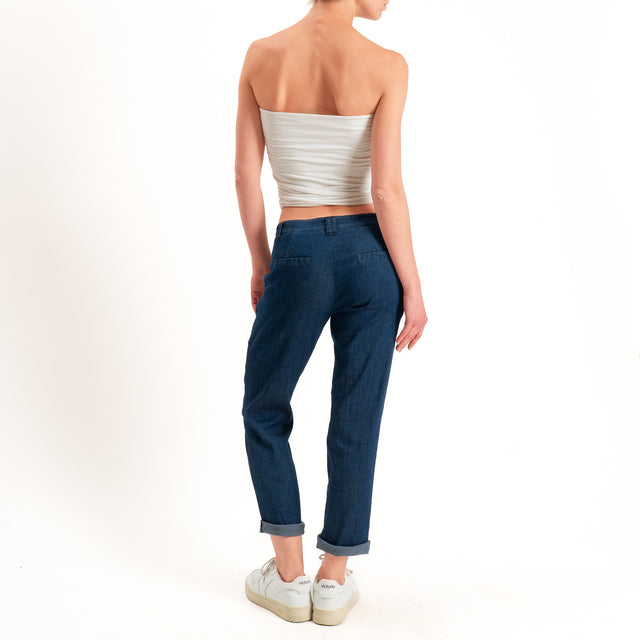 Zeroassoluto-Pantalone LOIS chino chambray leggero elasticizzato - denim