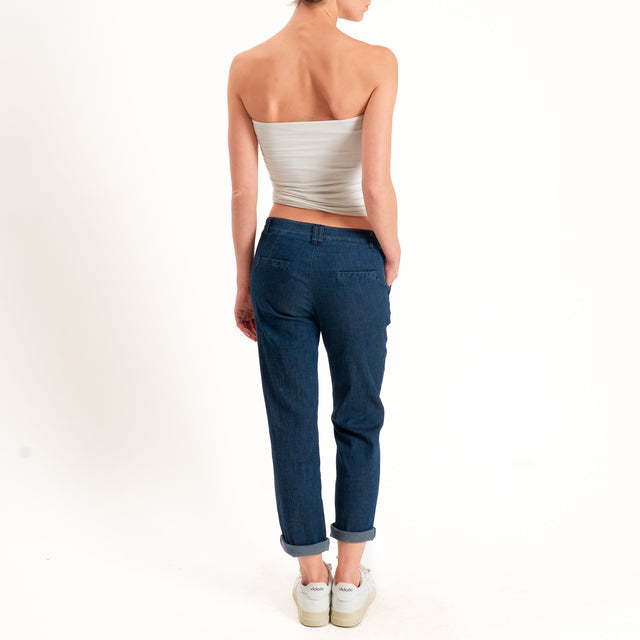 Zeroassoluto-Pantalone LOIS chino chambray leggero elasticizzato - denim