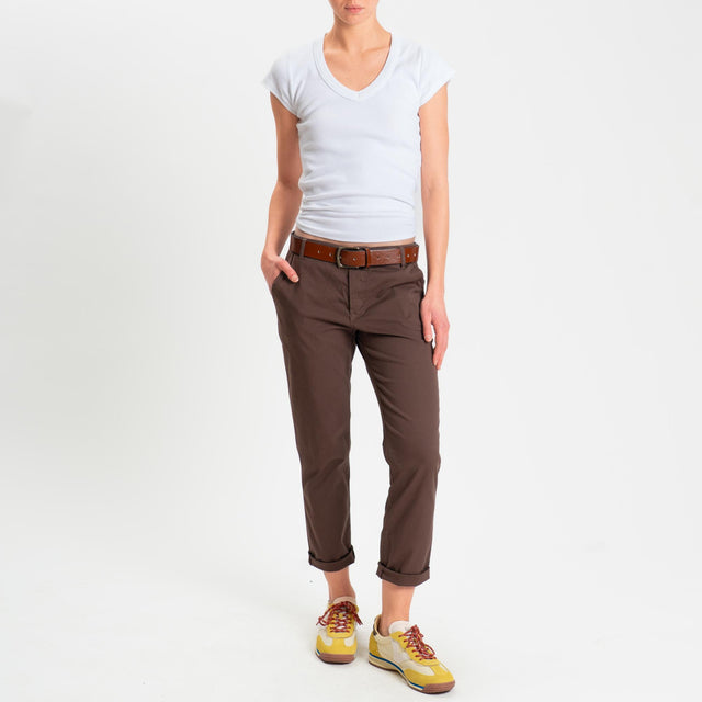 Zeroassoluto- Pantalone LOIS chino cotone elastici - choco