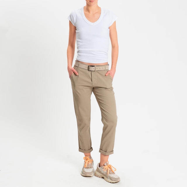 Zeroassoluto- Pantalone LOIS chino cotone elastici - coloniale