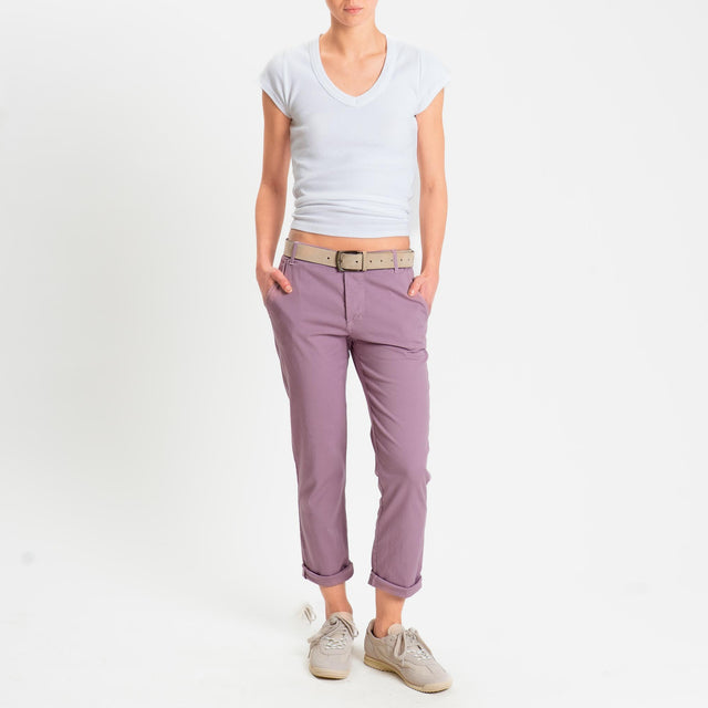 Zeroassoluto- Pantalone LOIS chino cotone elastici - mauve