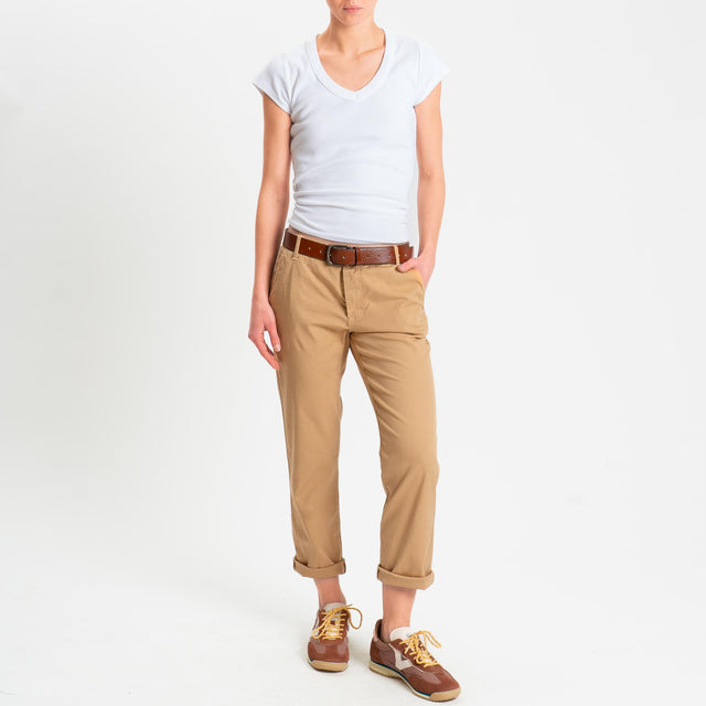 Zeroassoluto- Pantalone LOIS chino cotone elastici - miele
