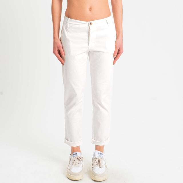 Zeroassoluto- Pantalone LOIS chino cotone elasticizzato - bianco