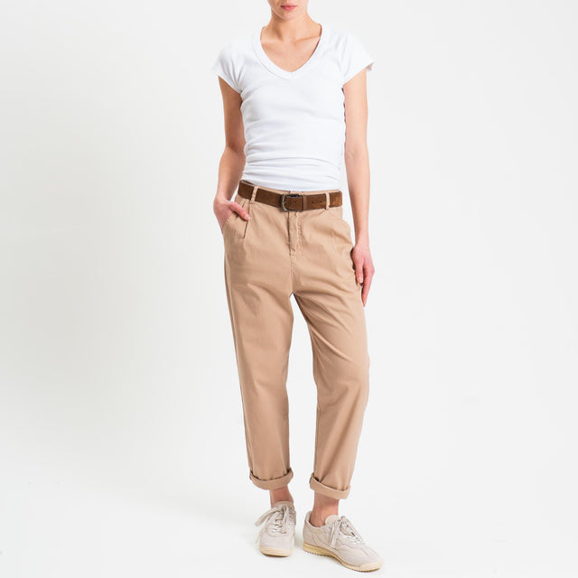 Zeroassoluto-Pantalone LOLA elastico dietro cotone elasticizzato - biscotto