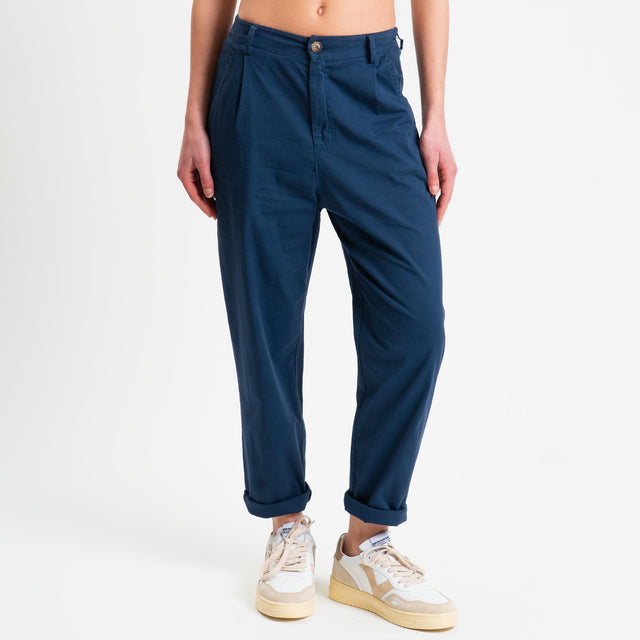 Zeroassoluto-Pantalone LOLA elastico dietro cotone elasticizzato - Blu