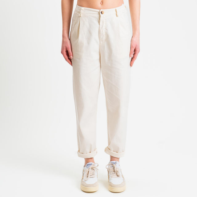 Zeroassoluto-Pantalone LOLA elastico dietro cotone elasticizzato - burro