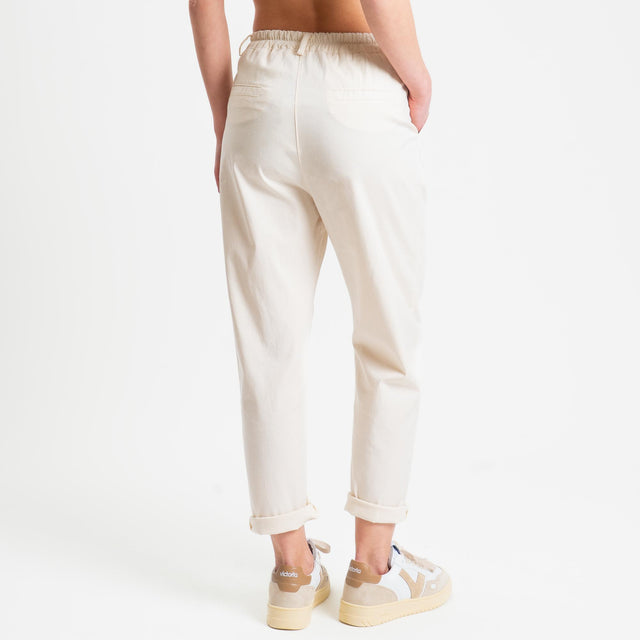 Zeroassoluto-Pantalone LOLA elastico dietro cotone elasticizzato - burro