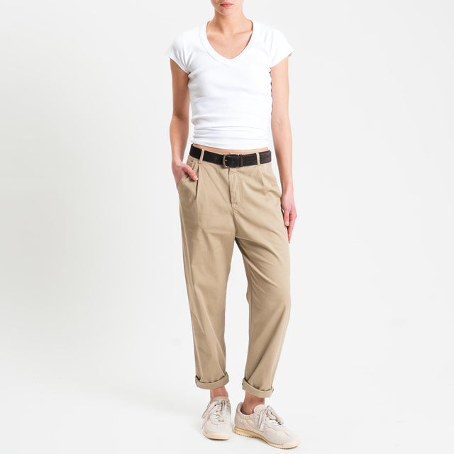 Zeroassoluto-Pantalone LOLA elastico dietro cotone elasticizzato - coloniale