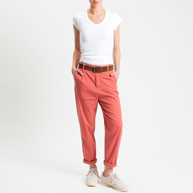 Zeroassoluto-Pantalone LOLA elastico dietro cotone elasticizzato - lipstick