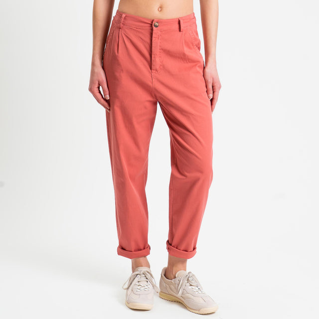 Zeroassoluto-Pantalone LOLA elastico dietro cotone elasticizzato - lipstick