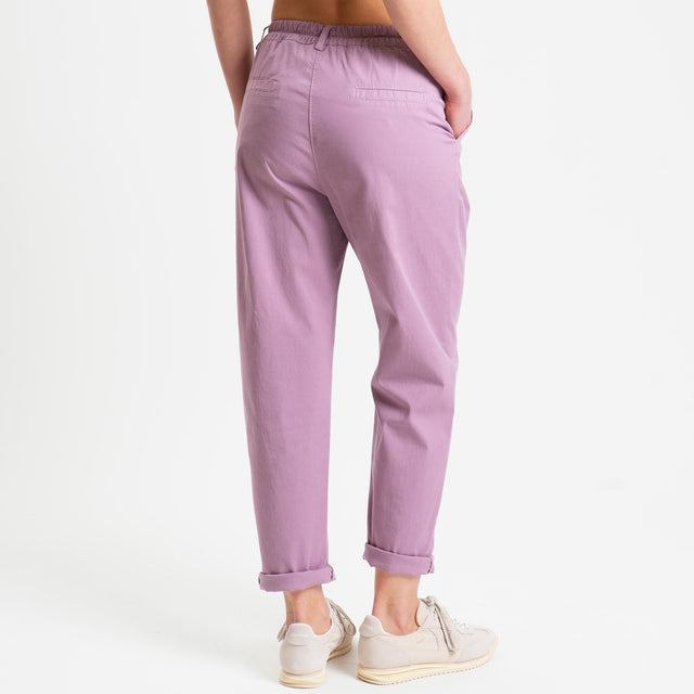 Zeroassoluto-Pantalone LOLA elastico dietro cotone elasticizzato - mauve