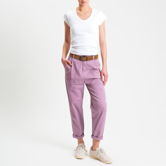 Zeroassoluto-Pantalone LOLA elastico dietro cotone elasticizzato - mauve