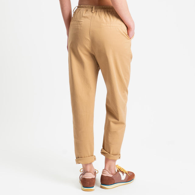 ZZeroassoluto-Pantalone LOLA elastico dietro cotone elasticizzato - miele