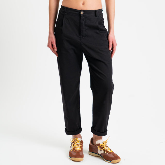 Zeroassoluto-Pantalone LOLA elastico dietro cotone elasticizzato - Nero