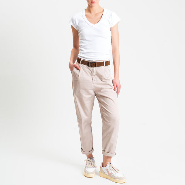 Zeroassoluto-Pantalone LOLA elastico dietro cotone elasticizzato - nude