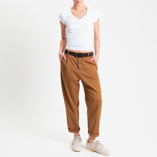 Zeroassoluto-Pantalone LOLA elastico dietro cotone elasticizzato - sughero